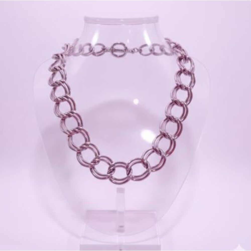 Gerard Yosca VINTAGE Purple Metals Double Link Crystal Toggle Necklace NWOT 189